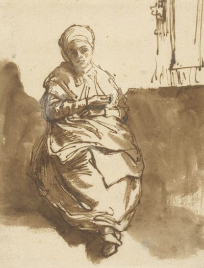 Saskia sitzt am Fenster, ca. 1638 von Rembrandt van Rijn
